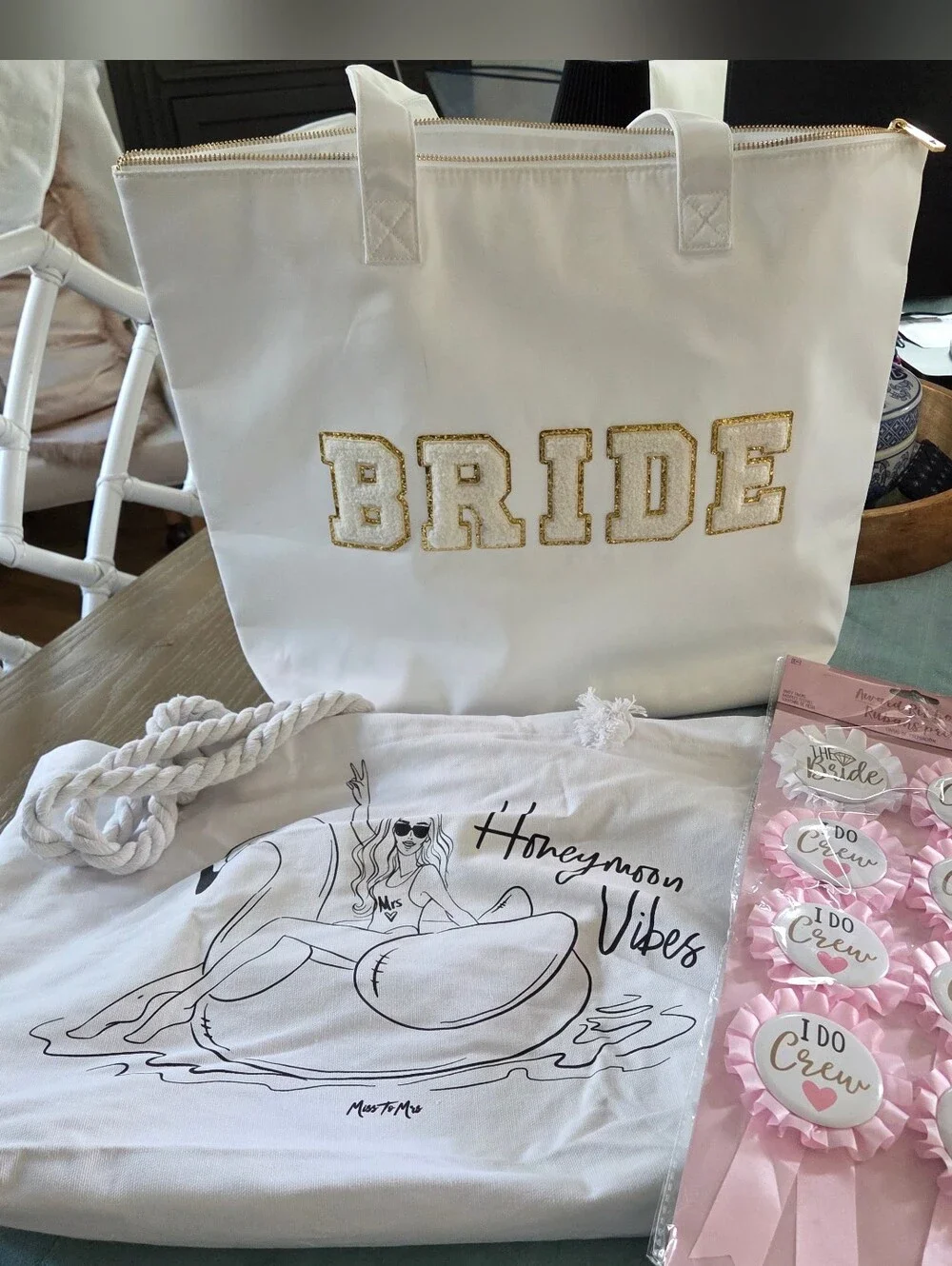Bride Tote Bags + Pins | Bridal Bundle